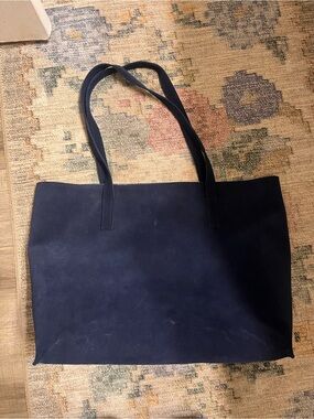 Mark & Graham Navy Suede Tote